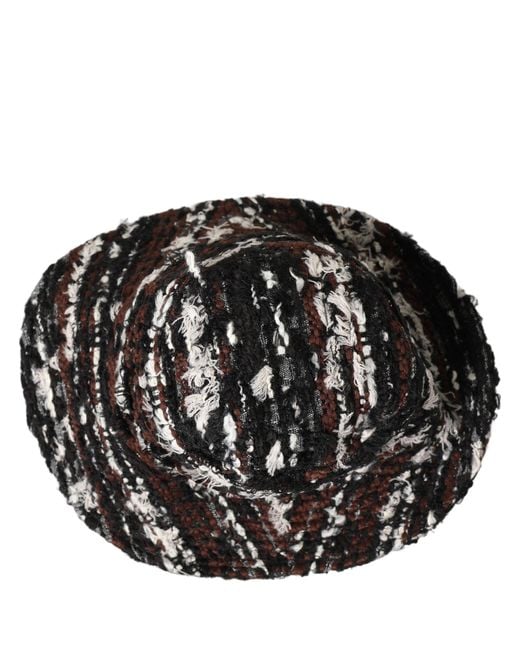 Dolce & Gabbana Black Multicolor Acrylic Tweed Bucket Capello Hat