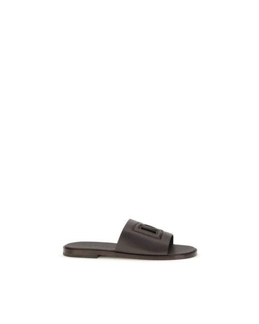 Dolce & Gabbana Multicolor Brown Calf Leather Bos Taurus Flat Sandals for men