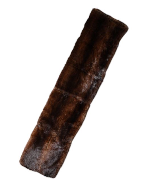 Dolce & Gabbana Brown Stripe Fur Shawl Wrap Scarf