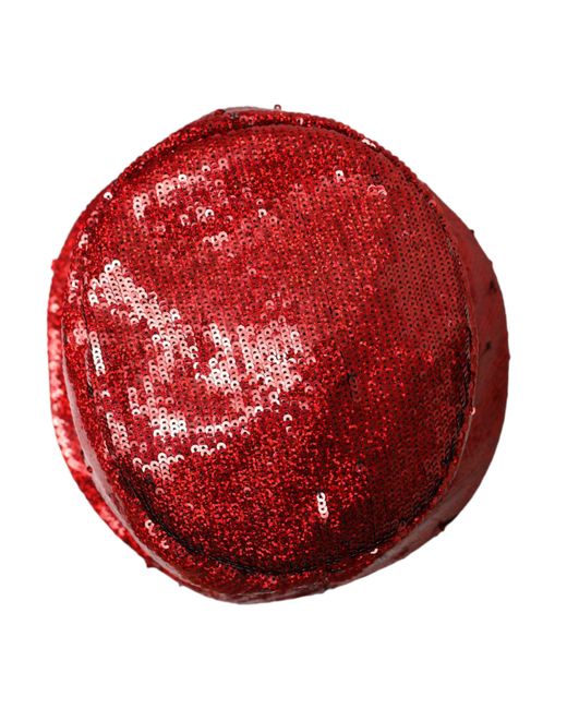 Dolce & Gabbana Red Sequined Nylon Bucket Hat for men