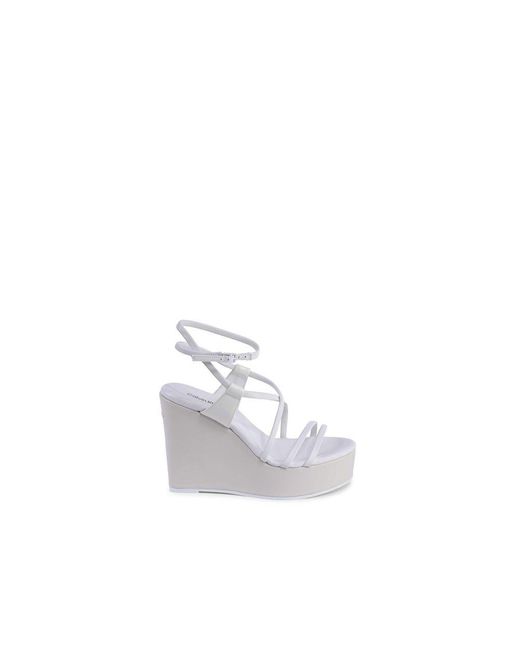 Calvin Klein White Leather Wedge Sandals