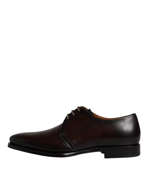 Dolce & Gabbana Brown Leather Lace Up Derby Formal Shoes for men