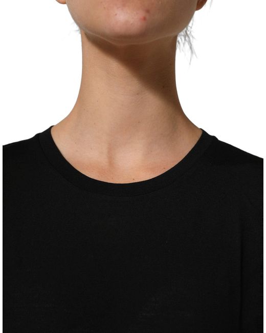Dolce & Gabbana Black Wool Short Sleeves Crewneck Top T-Shirt
