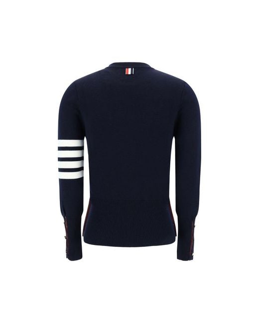 Thom Browne Blue Thom E Milano Stitch Classic Crew Neck Pullover