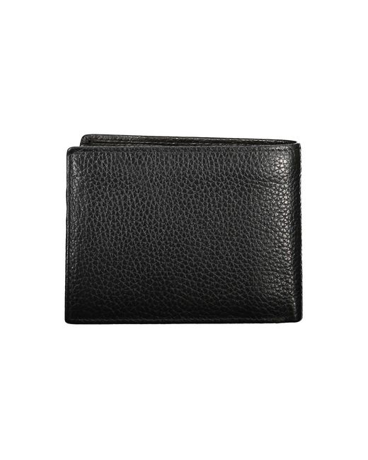 Aeronautica Militare Black Sleek Dual-Compartment Leather Wallet for men