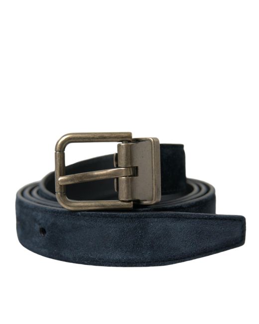 Dolce & Gabbana Blue Elegant Suede Calf Leather Belt for men