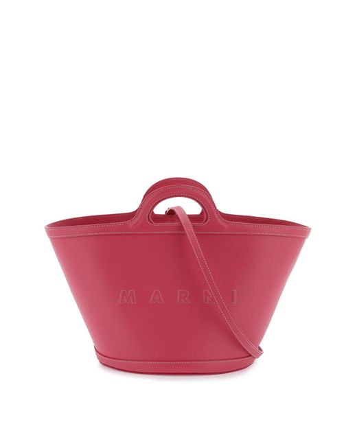 Marni Pink Leather Small Tropicalia Bucket Bag
