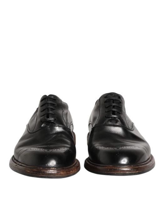 Dolce & Gabbana Black Calfskin Leather Oxford Dress Shoes for men