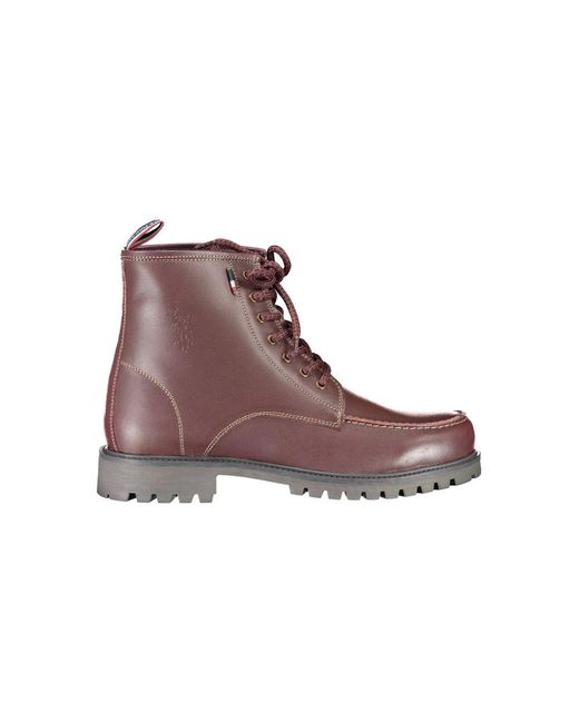 U.S. POLO ASSN. Brown Red Leather Boot for men