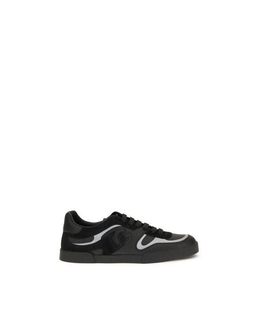 Dolce & Gabbana Black Calf Leather Bos Taurus Sneakers for men