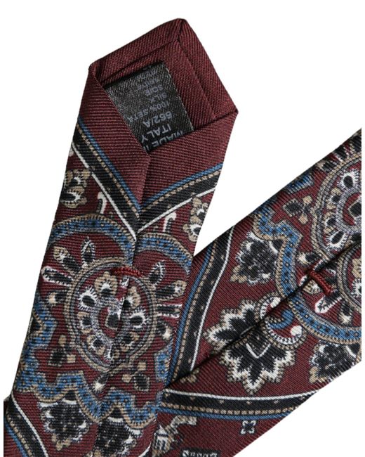 Dolce & Gabbana Blue Printed 100% Silk Adjustable Tie for men