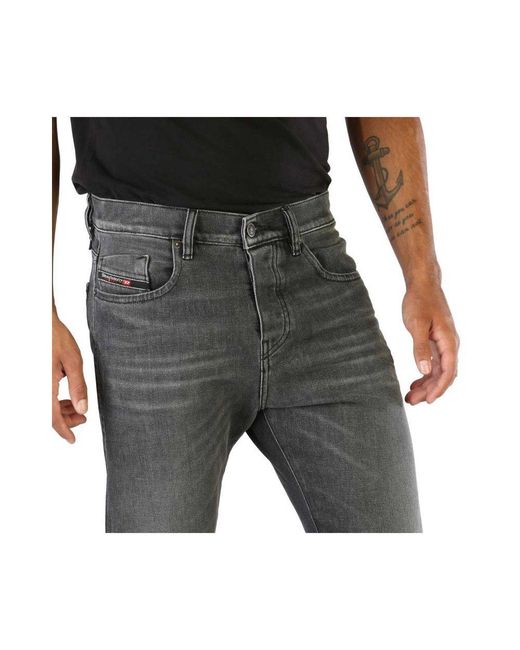 DIESEL Gray Black Cotton Straight for men