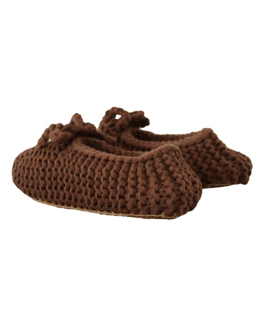 Dolce & Gabbana Brown Elegant Wool Knit Ballerina Flats