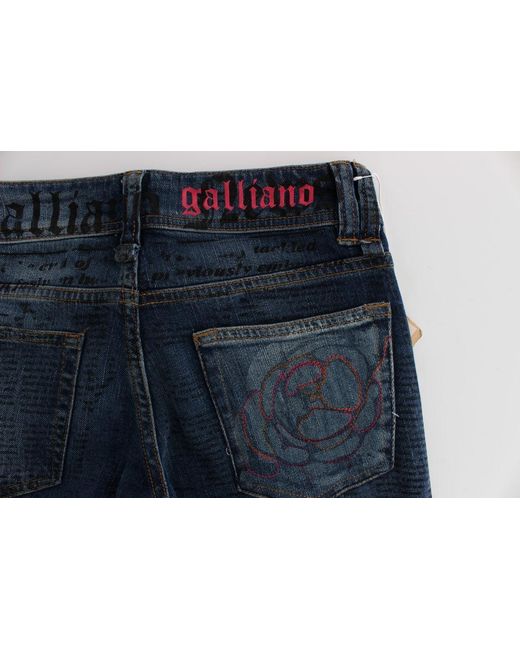 John Galliano Blue Wash Cotton Blend Slim Fit Bootcut Jeans