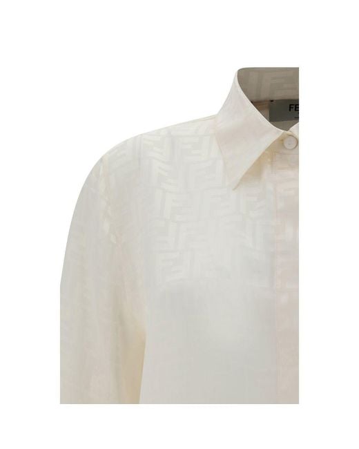 Fendi White Silk Pattern Shirt