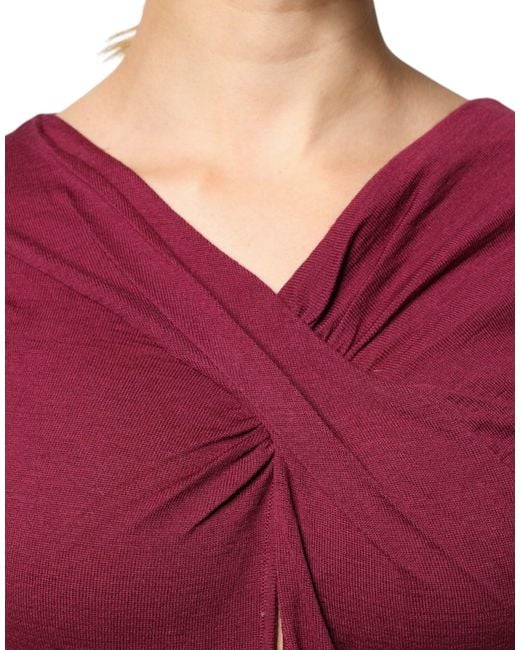 Roberto Cavalli Red Keyhole Knit Sweater Twist Neckline