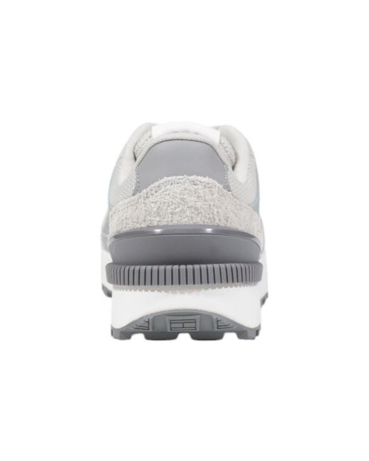 Tommy Hilfiger White Gray Suede Leather Athletic Sneakers
