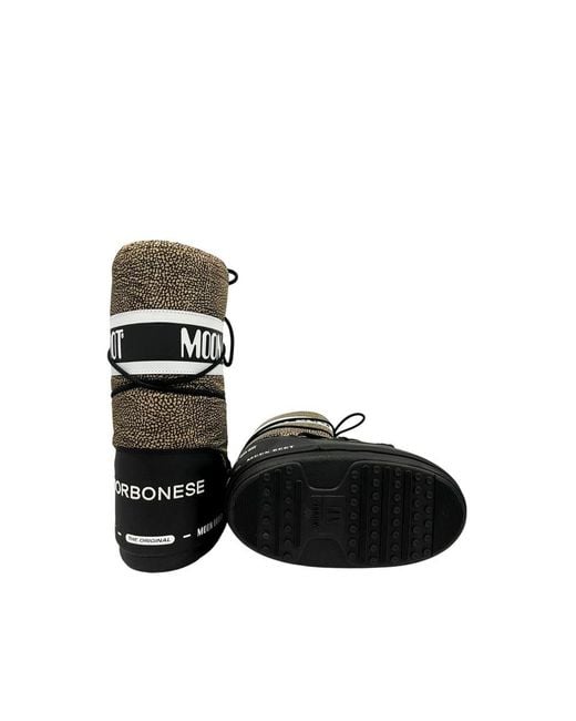 Borbonese Black Beige Textile Boot