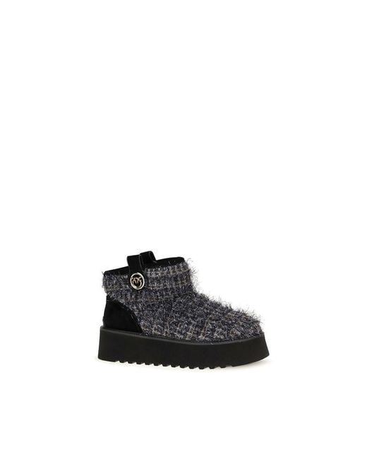 Pinko Black Fabric Ankle Boots