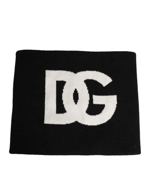Dolce & Gabbana Black D&G Logo Cashmere Knitted Scarf for men
