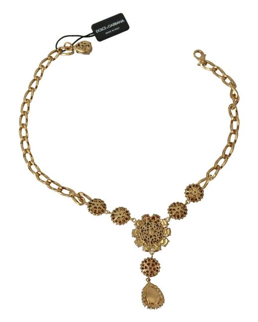 Dolce & Gabbana Black Pink Brass Crystal Purple Pearl Pendants