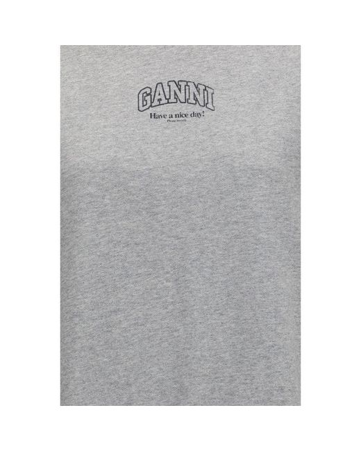 Ganni Gray Cotton Sweatshirt