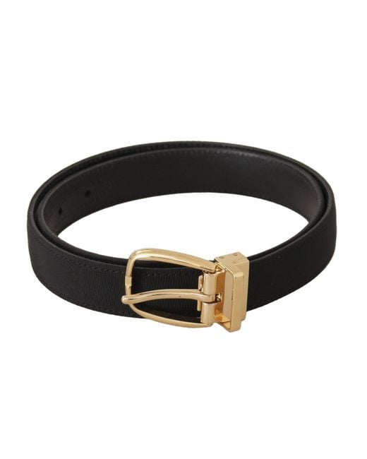Dolce & Gabbana Black Canvas Leather Metal Buckle Belt for men