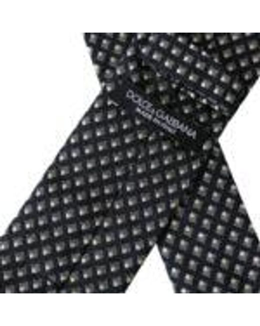 Dolce & Gabbana Gray Geometric Pattern Silk Tie for men