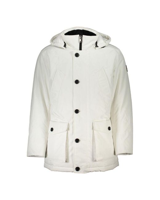 Boss White Bianco Poliammide Men's Jacket for men