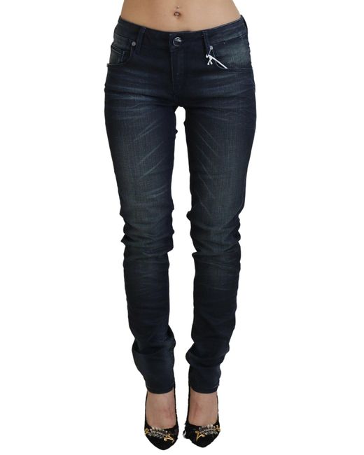 Acht Blue Washed Low Waist Slim Fit Cotton Denim Jeans