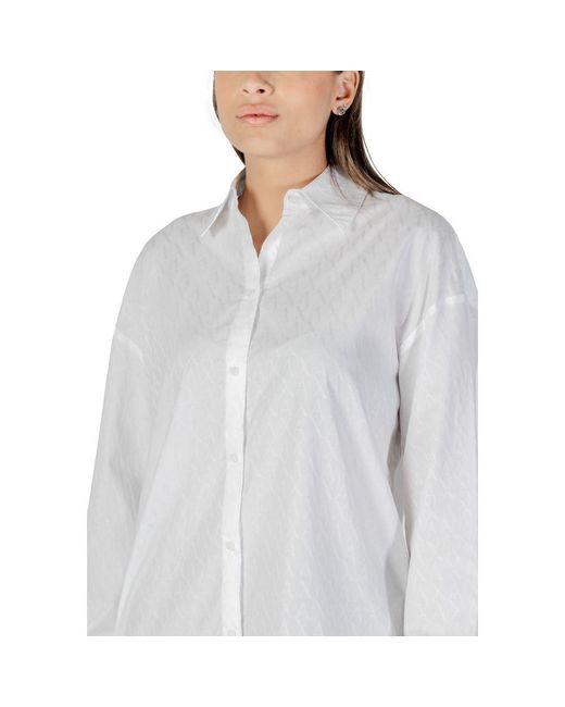 ARMANI EXCHANGE Gray White Cotton Blouse