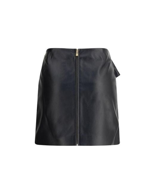 Versace Black Lambskin Miniskirt