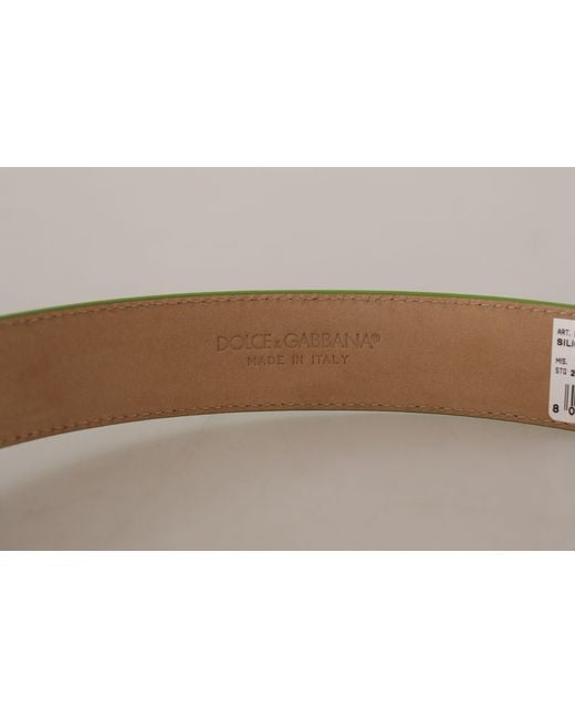 Dolce & Gabbana Green Chic Emerald Leather Belt With Engraved Buckle
