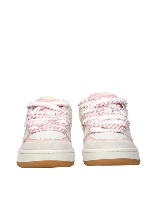 Barrow Pink White Leather Low Top Sneakers