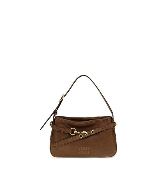 Miu Miu Brown Lamb Ovis Aries Aries Shoulder Bag