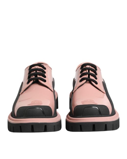 Dolce & Gabbana Multicolor Light Powder Pink Black Leather Lace