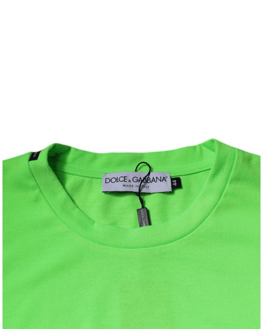 Dolce & Gabbana Green Logo Polyester Crew Neck T for men