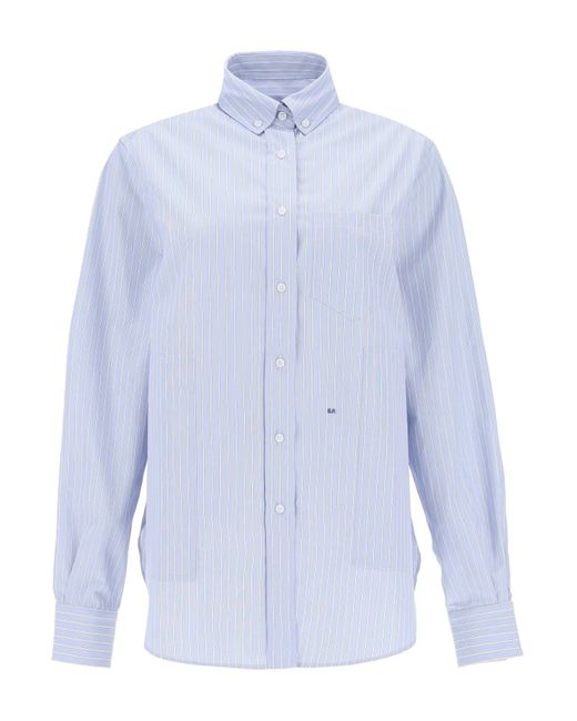 Saks Potts Blue William Striped Shirt
