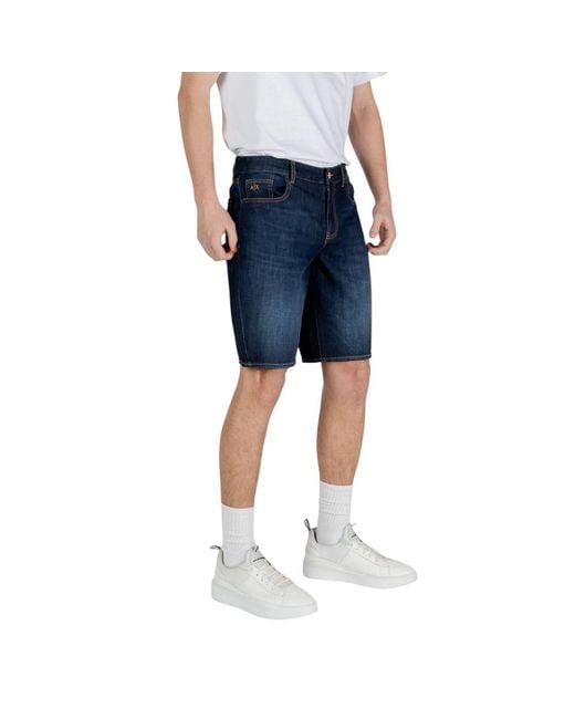 ARMANI EXCHANGE Blue Cotton Bermuda Shorts for men