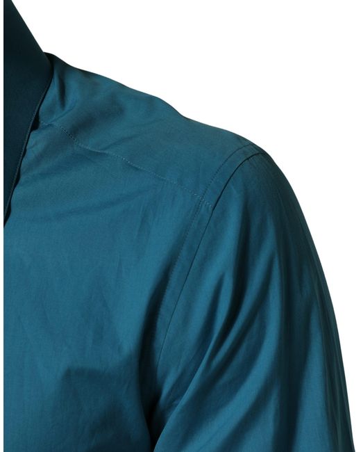 Dolce & Gabbana Blue Sartoria Long Sleeve Cotton Dress Shirt for men