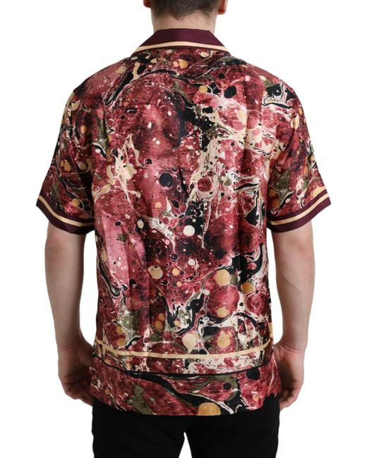 Dolce & Gabbana Red Button Down Silk Shirt for men