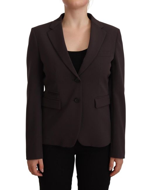 F.it Black Brown Long Sleeve Single Breasted Jacket Blazer