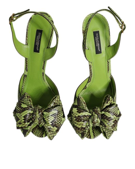 Dolce & Gabbana Green Python Leather Heels Sandals Shoes for men