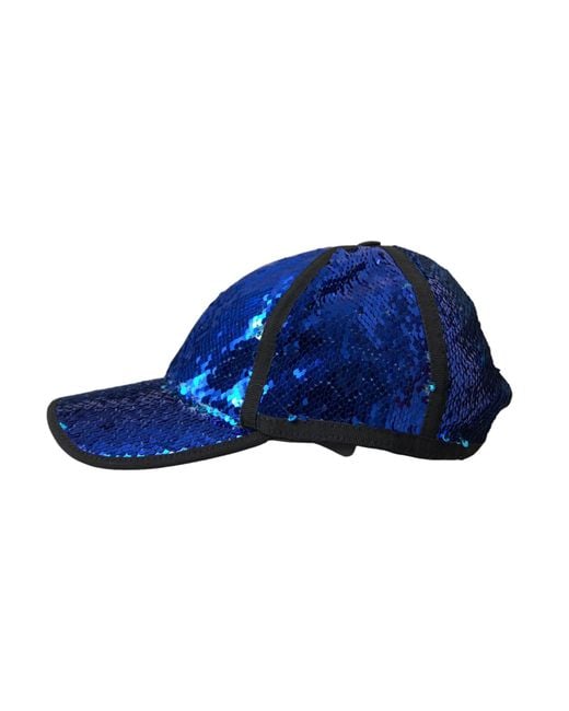 Dolce & Gabbana Blue Royal Sequin Baseball Hat for men