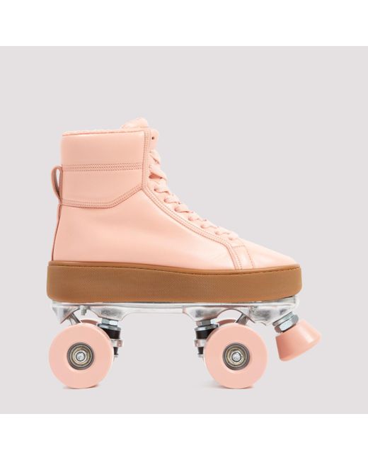 Bottega Veneta Pink Peach Quilt Leather Roller Skates