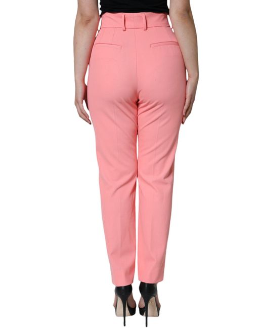 Dolce & Gabbana Pink Rose Polyester High Waist Tapered Pants