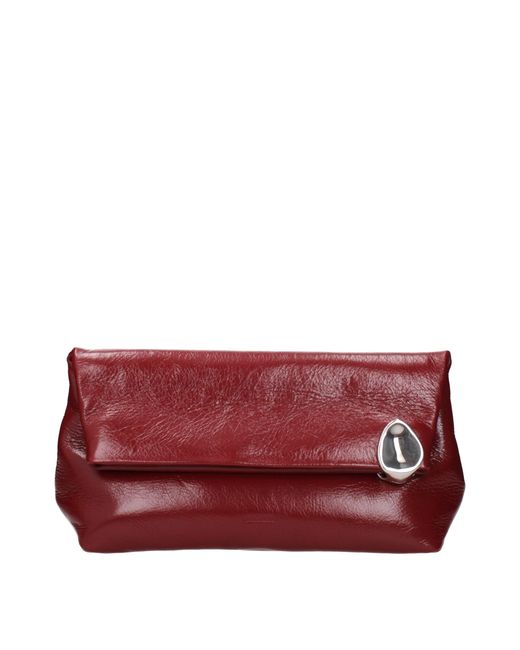 Jil Sander Red Leather Clutch Bag