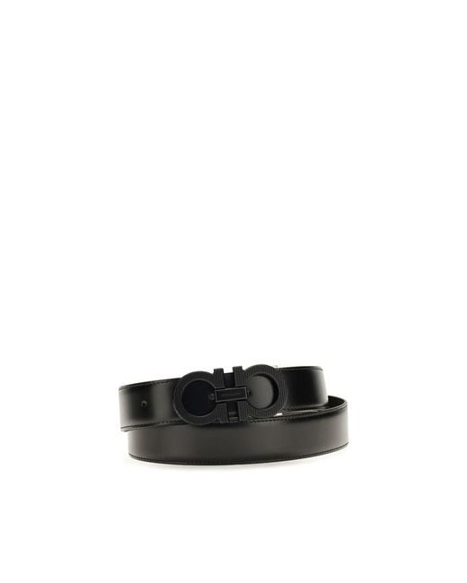 Ferragamo Black Calf Leather Bos Taurus Regular Belt for men