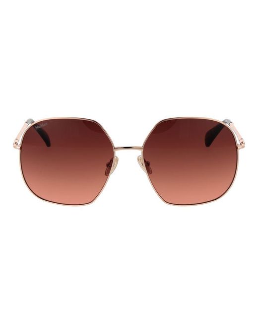 Max Mara Brown Rose Gold Metal Sunglasses