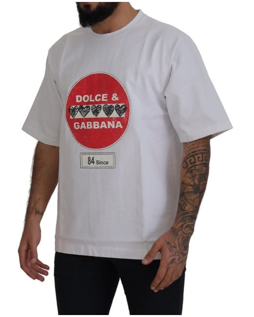 Dolce & Gabbana Gray Chic Cotton Heart Amor T-Shirt for men